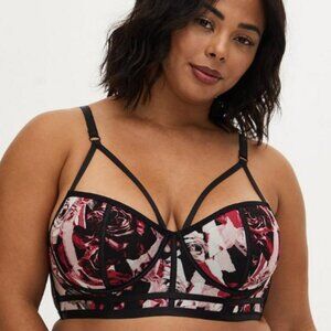 TORRID ROSE PRINT SIMPLE MESH UNDERWIRE BRA